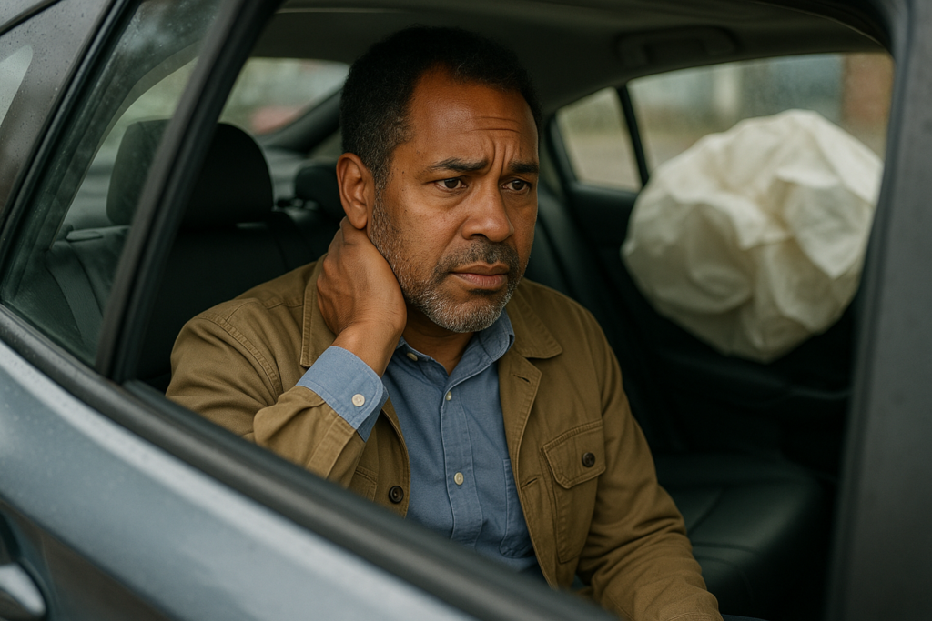 Car accident passenger dealing with injuries and medical concerns