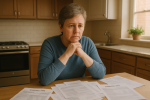 Person reviewing unpaid medical bills after car accident with no health insurance in Georgia