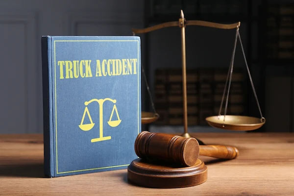 A truck accident law book represents who is liable in a Georgia truck accident.